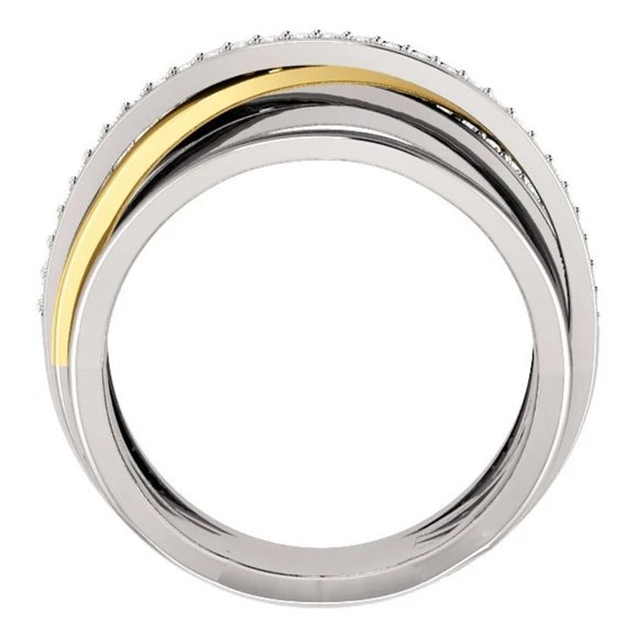 Multi Layer Stackable White Zircon Macro Pave Rings for Women, PD276 - Picture 4 of 6